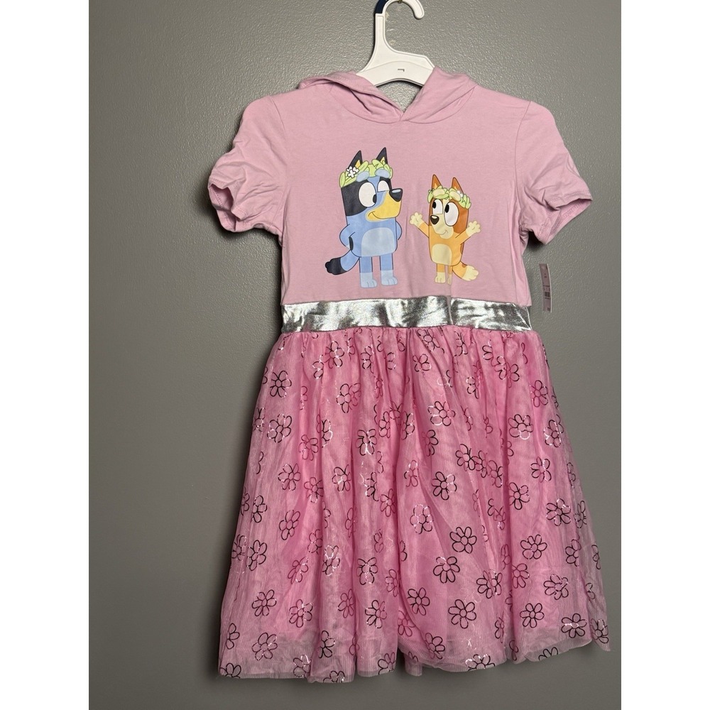 Bluey Character Girls Dress Pink Taffeta Tutu Hoodie Sz L (10/12) - Picture 1 of 5